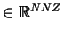 $ \in \mathbb{R}^{NNZ}$