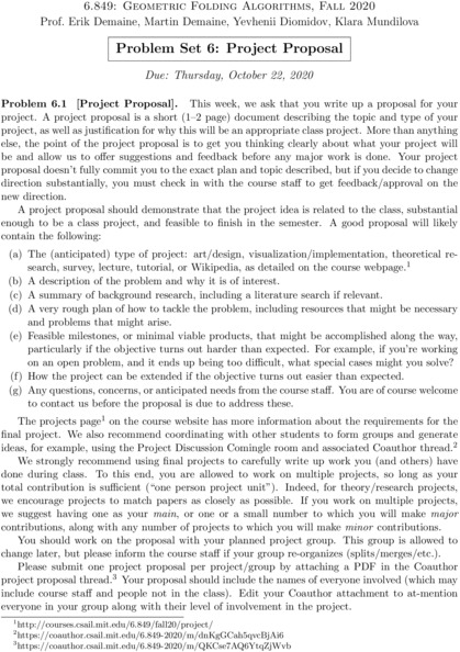 [Cover page of Problem Set 6]