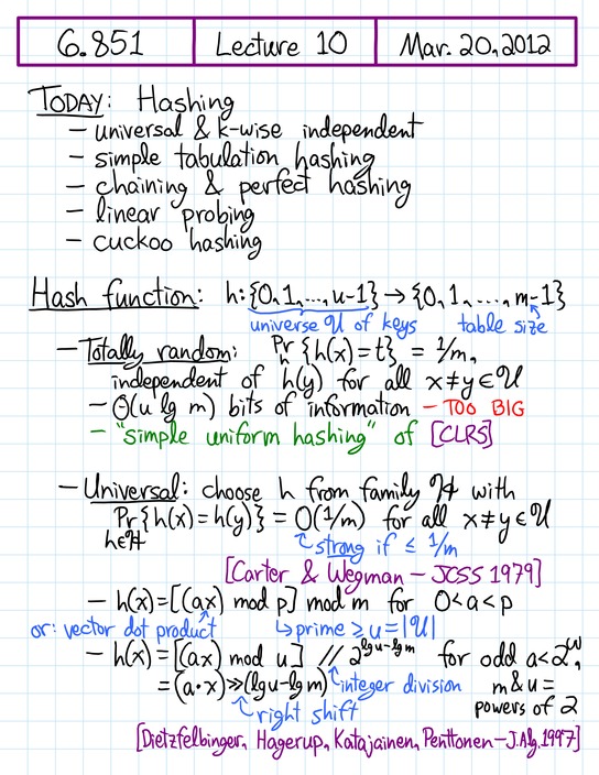 Lecture 10 in 6.851: Advanced Data Structures (Spring'12)